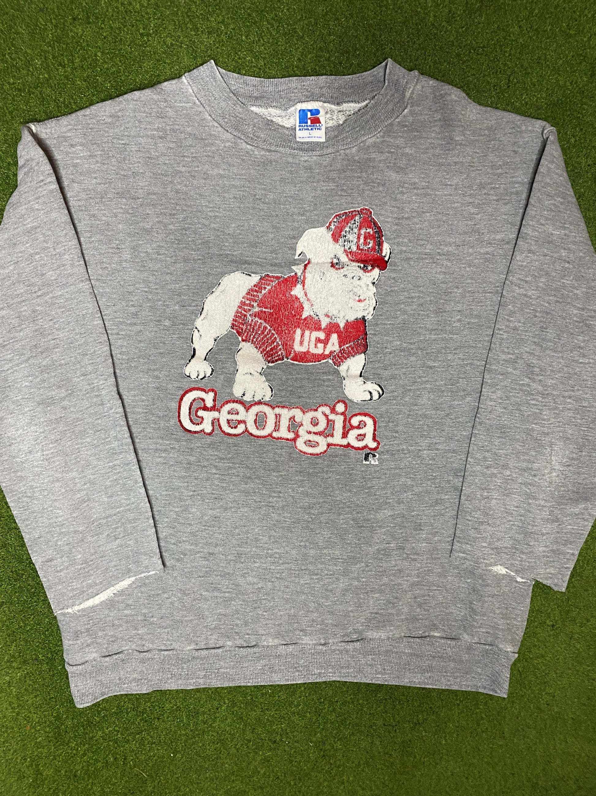 80s UGA Bulldogs - Vintage College Sweatshirt (Large)