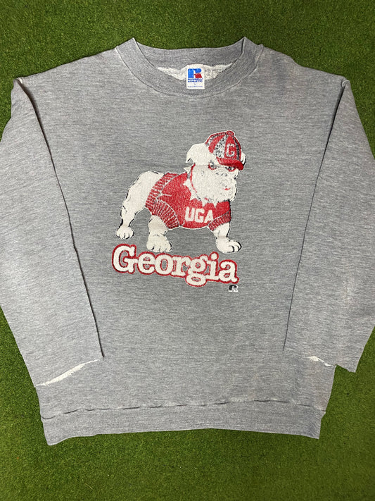 80s UGA Bulldogs - Vintage College Sweatshirt (Large) Gametime Vintage