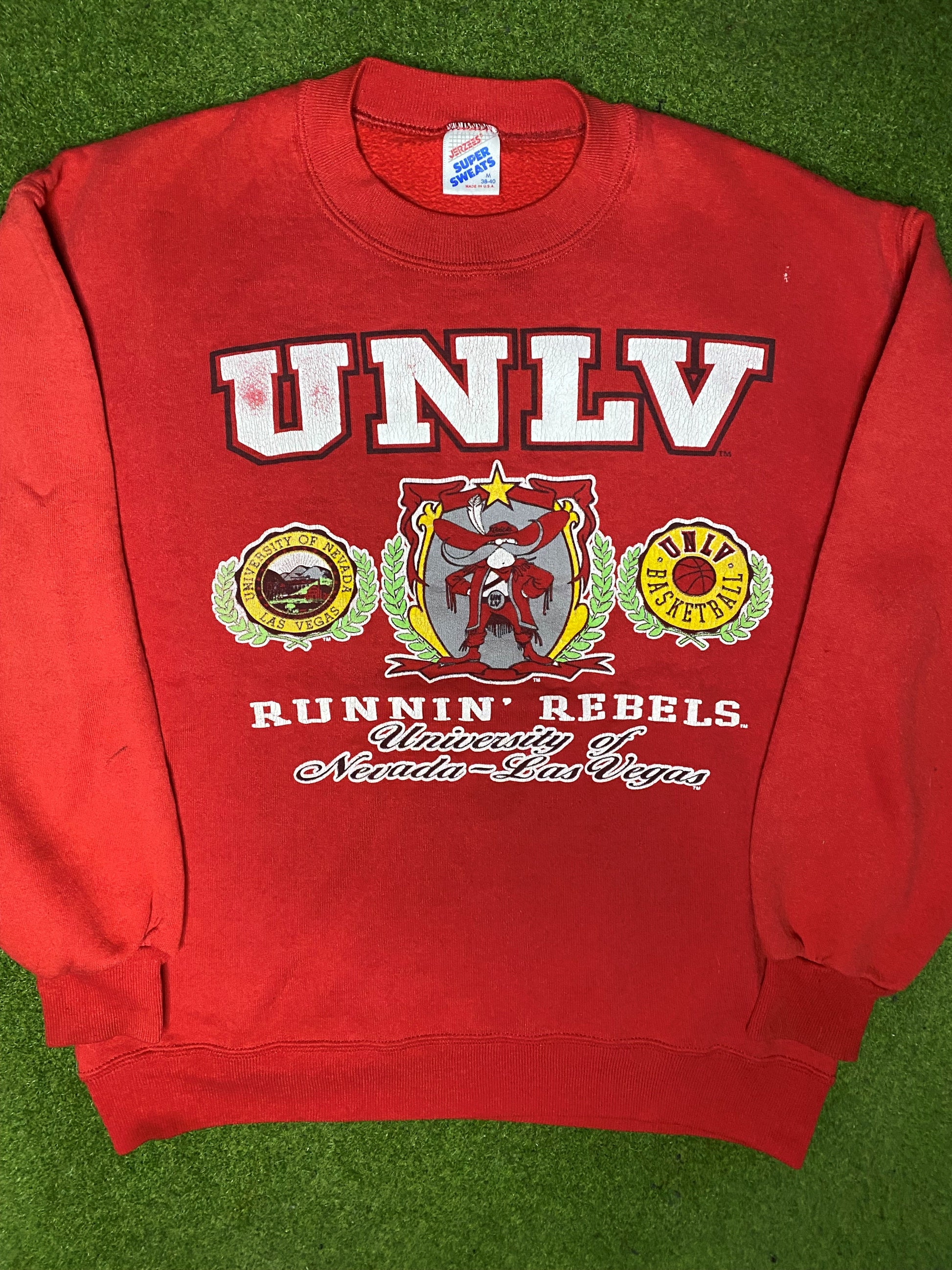 80s UNLV Runnin Rebels - Vintage University Sweatshirt (Medium) - Gametime Vintage