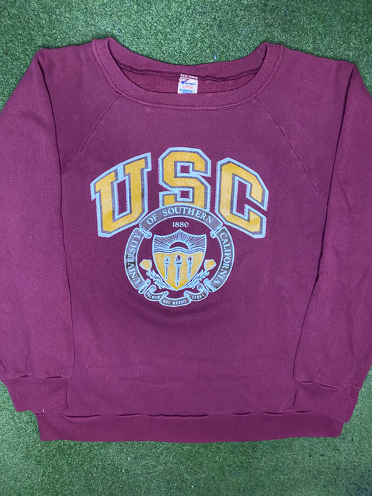 80s USC Trojans - Vintage University Sweatshirt (Large) - Gametime Vintage