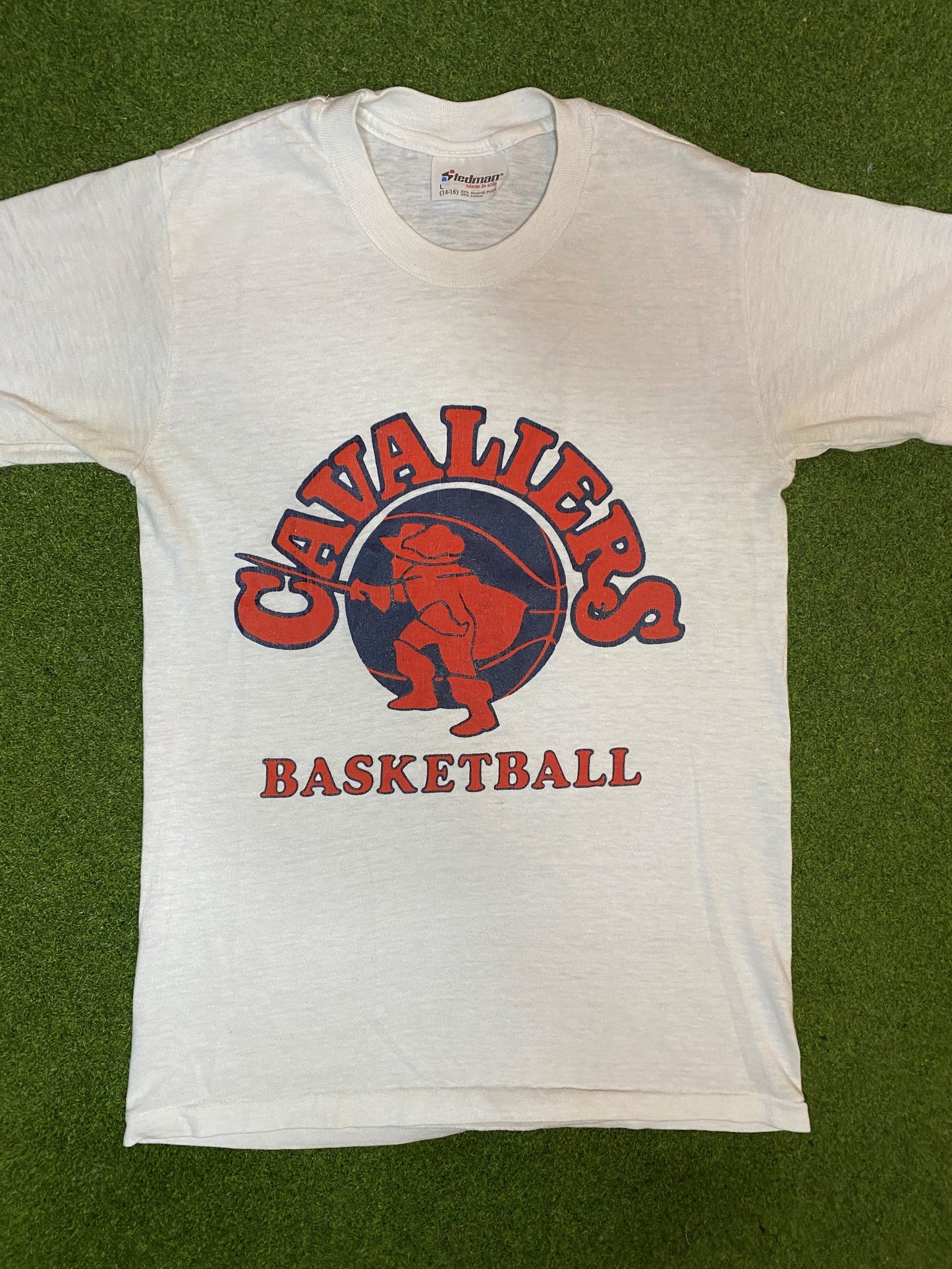 80s Virginia Cavaliers - Vintage College Basketball Tee (Youth Large) 