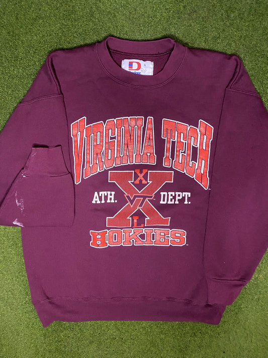 80s Virginia Tech Hokies - Vintage College Sweatshirt (Large)