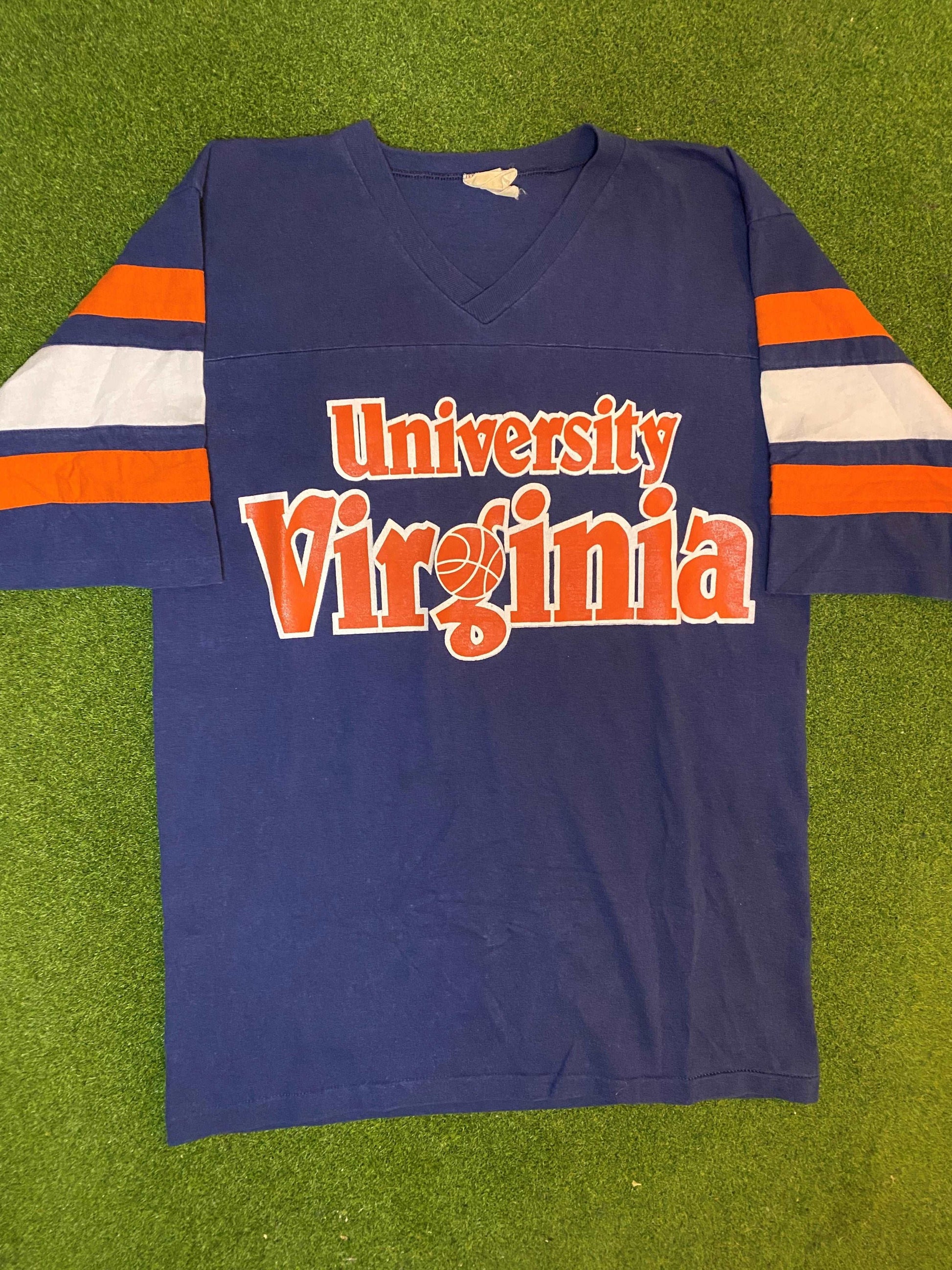 80s Virginia Cavaliers - Vintage College Basketball T-Shirt (Medium)