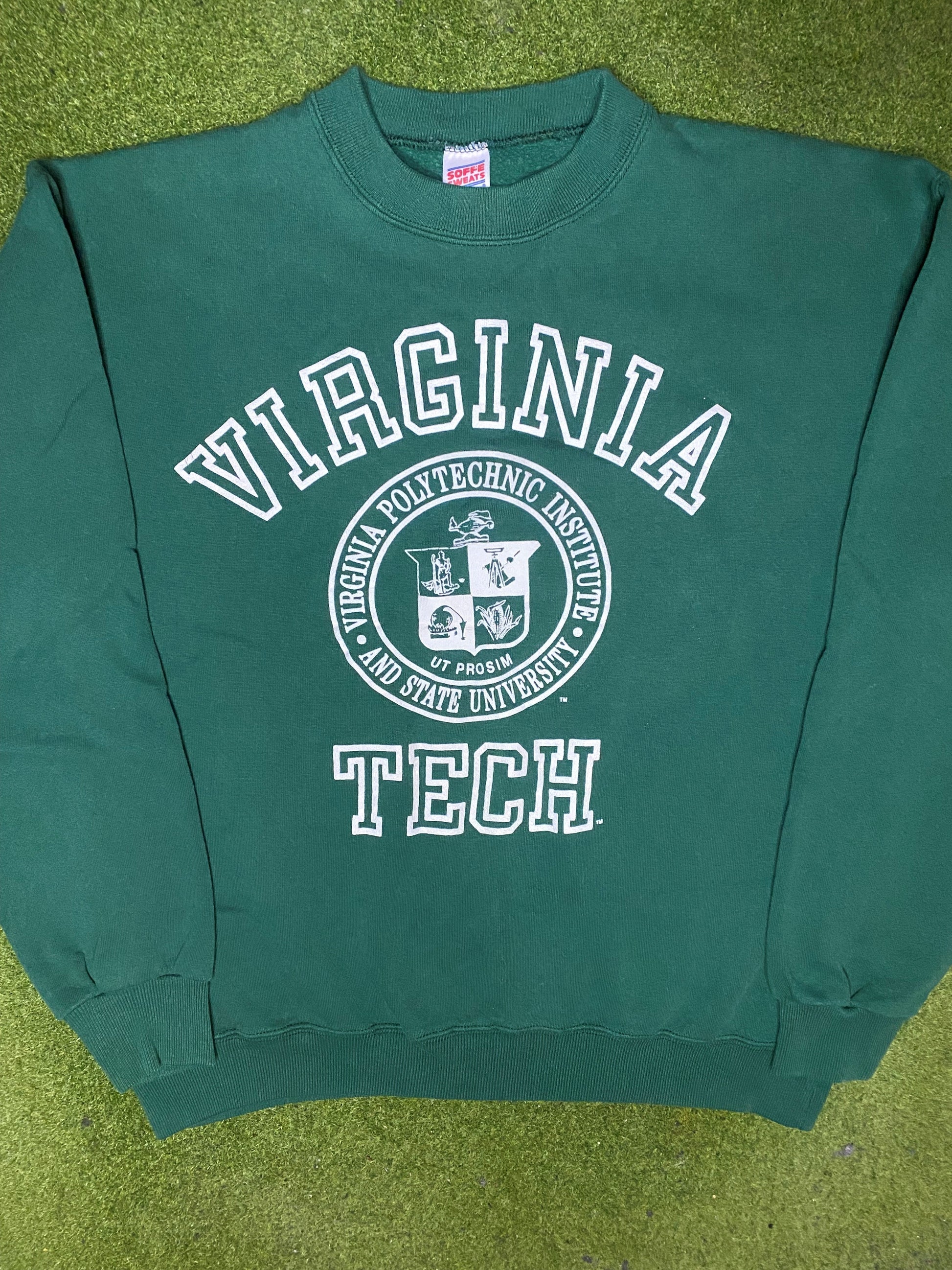 80s Virginia Tech Hokies - Vintage University Sweatshirt (Large) - Gametime Vintage