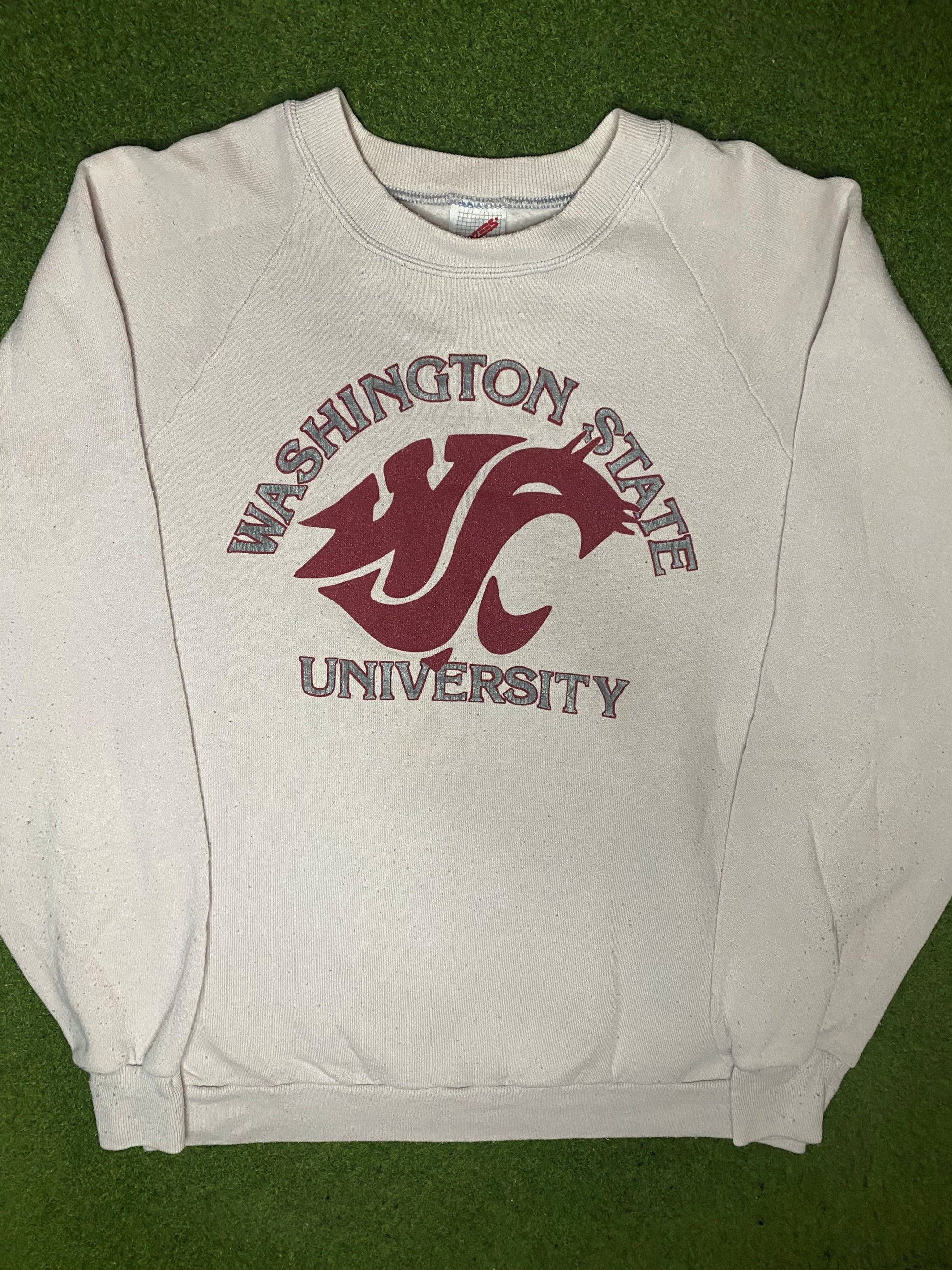 80s Washington State Cougars - Vintage College Sweatshirt (Large) - Gametime Vintage