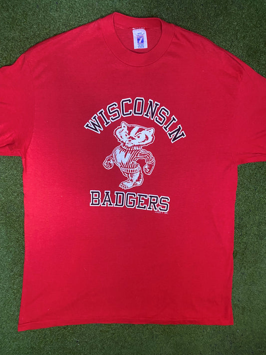 80s Wisconsin Badgers - Vintage College T-Shirt (XL)