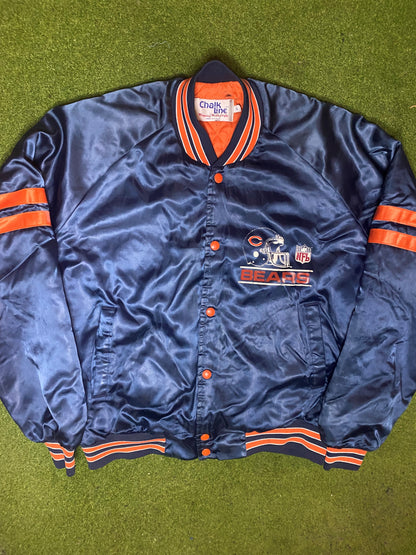 80s Chicago Bears - Vintage NFL Button Up Jacket (Large)