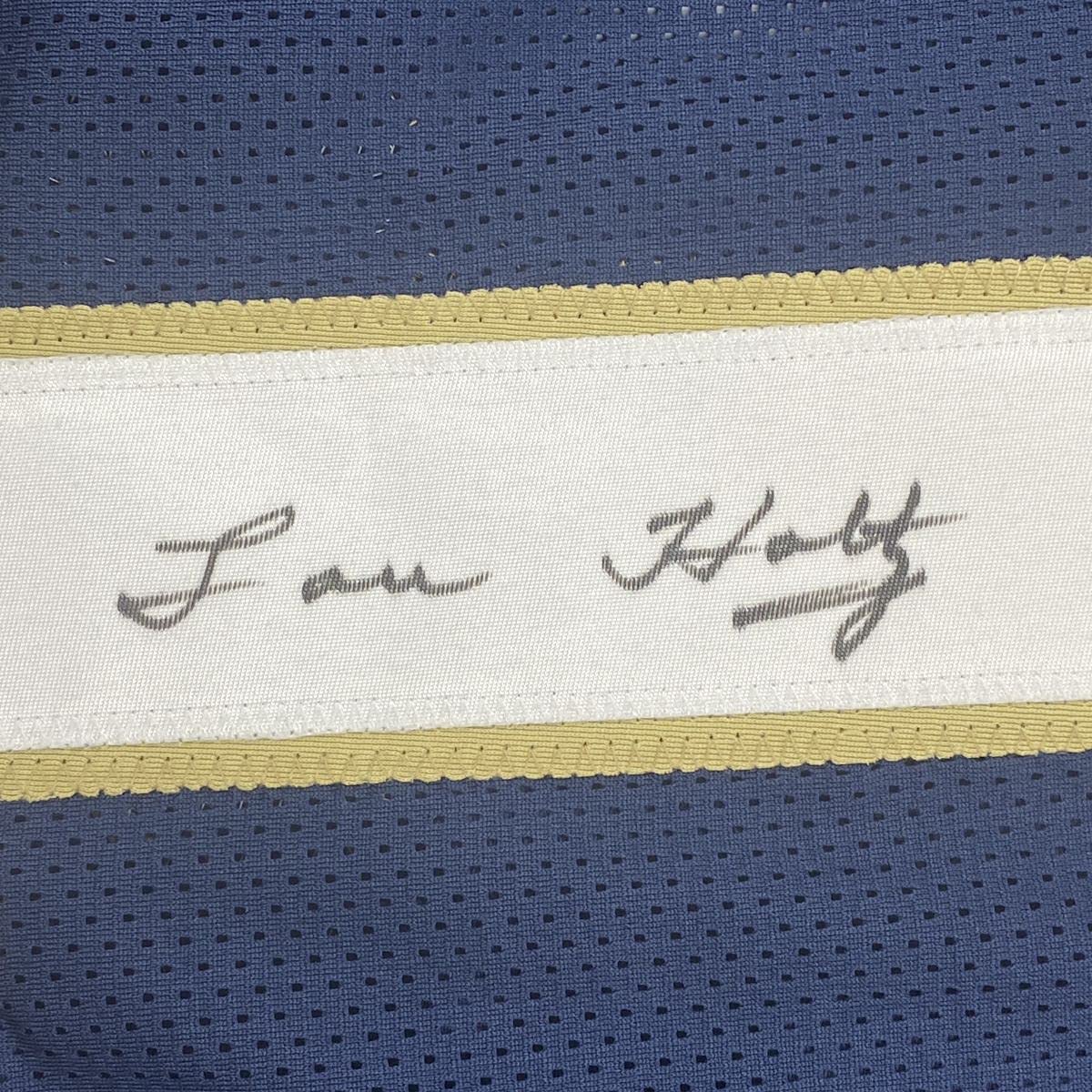 Autographed/Signed Lou Holtz Notre Dame Blue College Football Jersey JSA COA
