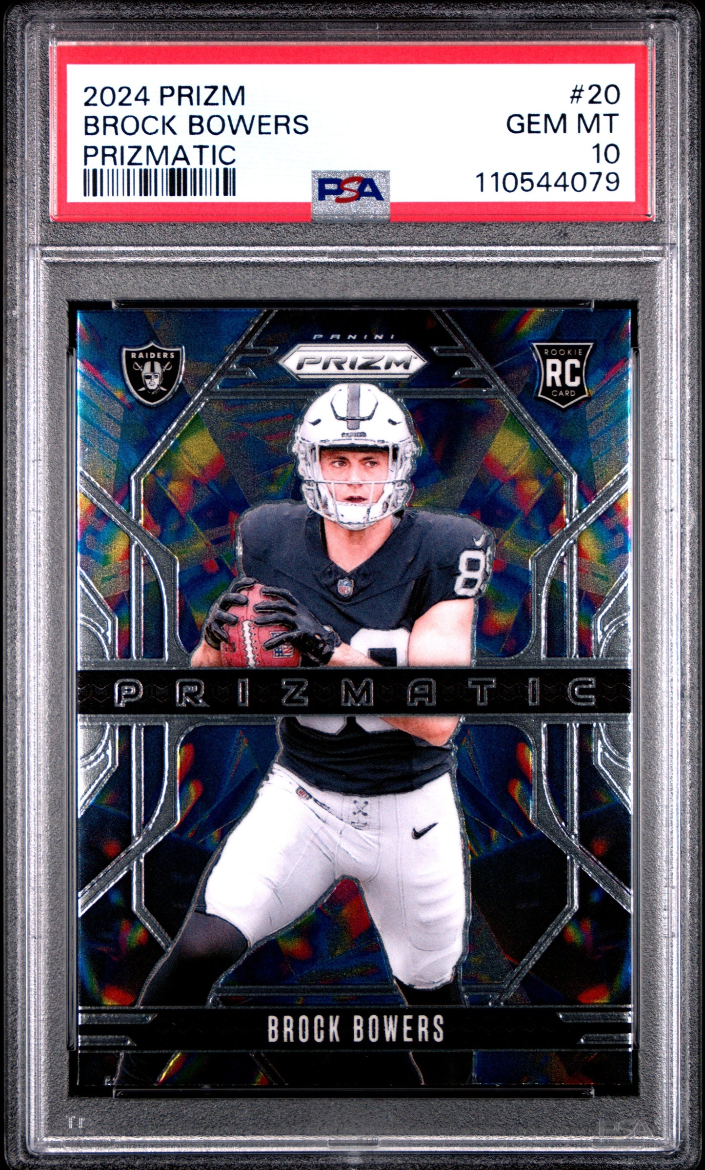 Graded 2024 Panini Prizm Brock Bowers #20 Prizmatic Rookie RC Football Card PSA 10 Gem Mint