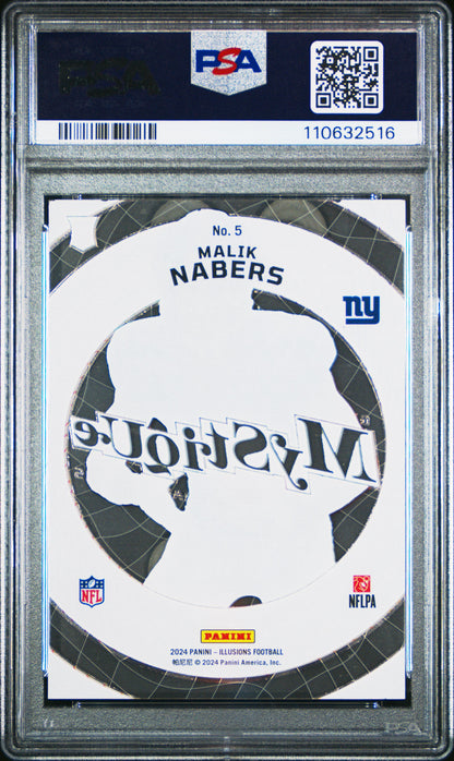 Graded 2024 Panini Illusions Malik Nabers #5 Mystique Rookie RC Football Card PSA 10 Gem Mint