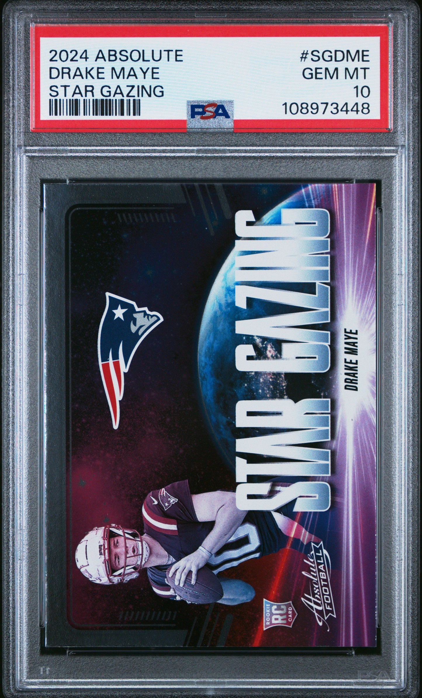 Graded 2024 Panini Absolute Drake Maye #SGDME Star Gazing Rookie RC Football Card PSA 10 Gem Mint