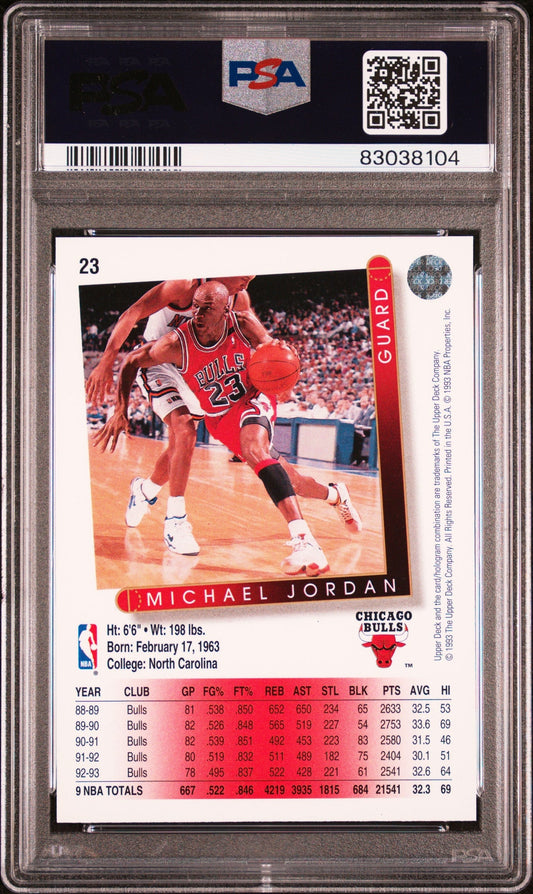 Graded 1993 Upper Deck Michael Jordan #23 Basketball Card PSA 10 Gem Mint