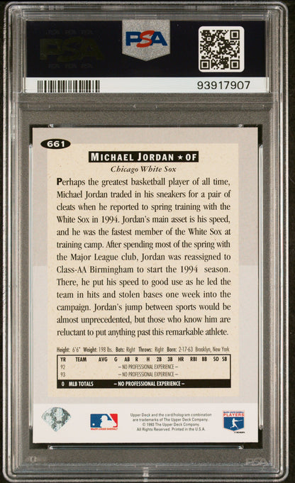 Graded 1994 Collector's Choice Michael Jordan #661 Rookie RC Baseball Card PSA 9 Mint