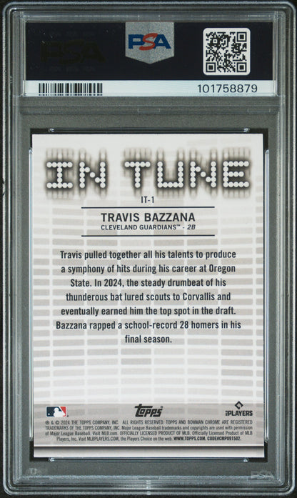 Graded 2024 Topps Bowman Draft Travis Bazzana #IT1 In Tune Rookie RC Baseball Card PSA 10 Gem Mint
