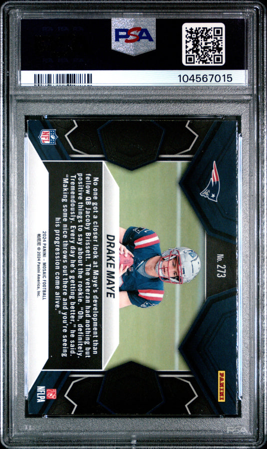 Graded 2024 Panini Mosaic Drake Maye #273 Rookie RC Football Card PSA 9 Mint