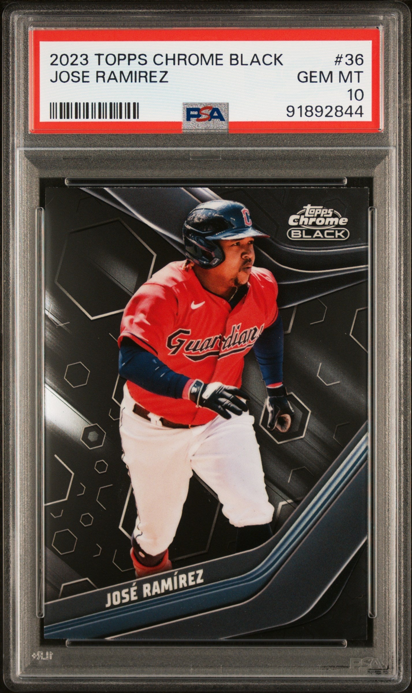 Graded 2023 Topps Chrome Black Jose Ramirez #36 Baseball Card PSA 10 Gem Mint