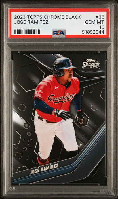 Graded 2023 Topps Chrome Black Jose Ramirez #36 Baseball Card PSA 10 Gem Mint