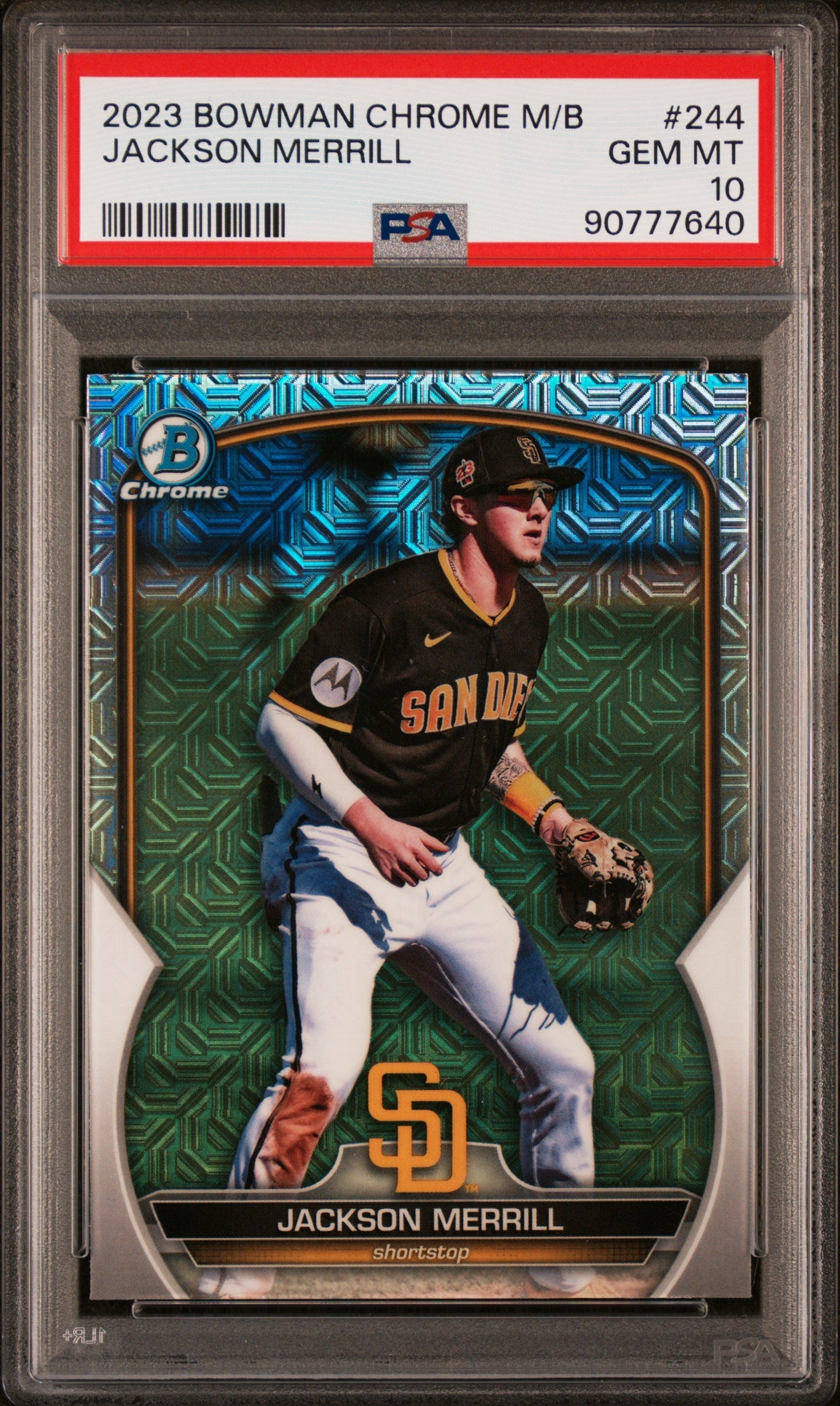 Graded 2023 Topps Bowman Chrome Mega Box Jackson Merrill #244 Rookie RC Baseball Card PSA 10 Gem Mint