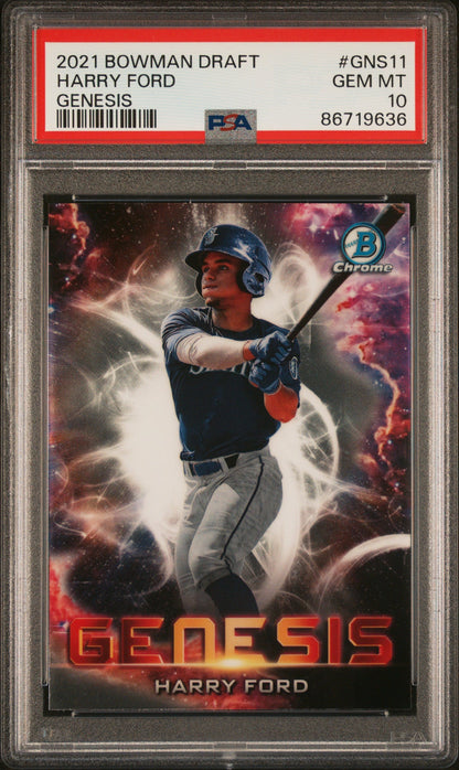 Graded 2021 Topps Bowman Draft Harry Ford #GNS11 Genesis Rookie RC Baseball Card PSA 10 Gem Mint