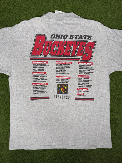 90s Ohio State Buckeyes - On Sunday - Vintage College Players T Shirt (Large)