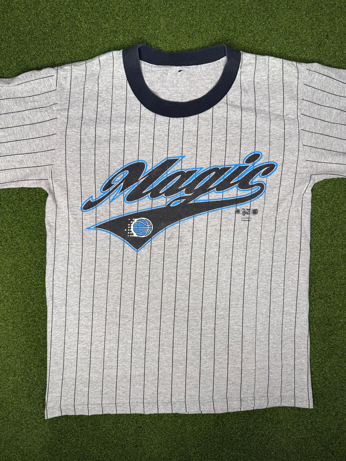 90s Orlando Magic - Pinstriped - Vintage NBA T Shirt (Large)