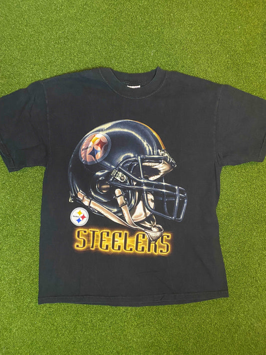 90s Pittsburgh Steelers - Big Logo - Vintage NFL Tee Shirt (Large)