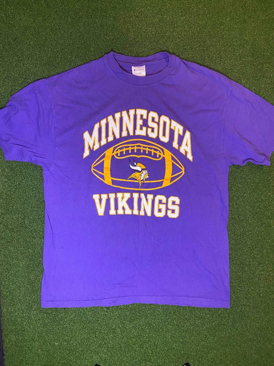 90s Minnesota Vikings - Vintage NFL Tee Shirt (XL) - GAMETIME VINTAGE