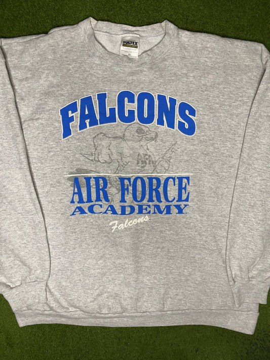 90s Air Force Falcons - Vintage Military College Sweatshirt (2XL) - Gametime Vintage