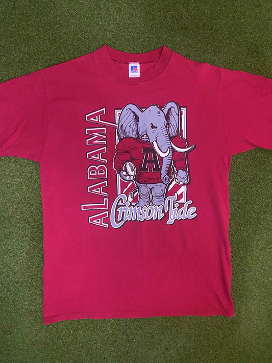 90s Alabama Crimson Tide - Vintage College Football Tee Shirt (Large)