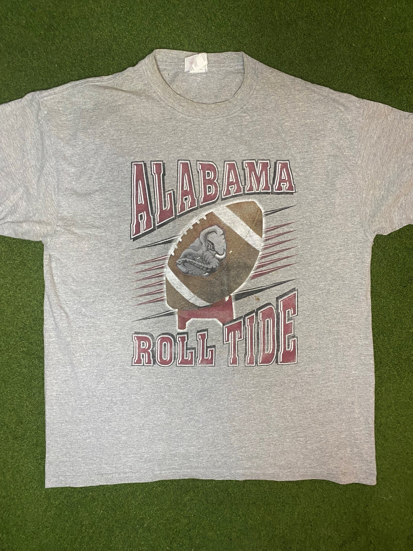 90s Alabama Crimson Tide - Roll Tide - Vintage College Football T-Shirt (Large)