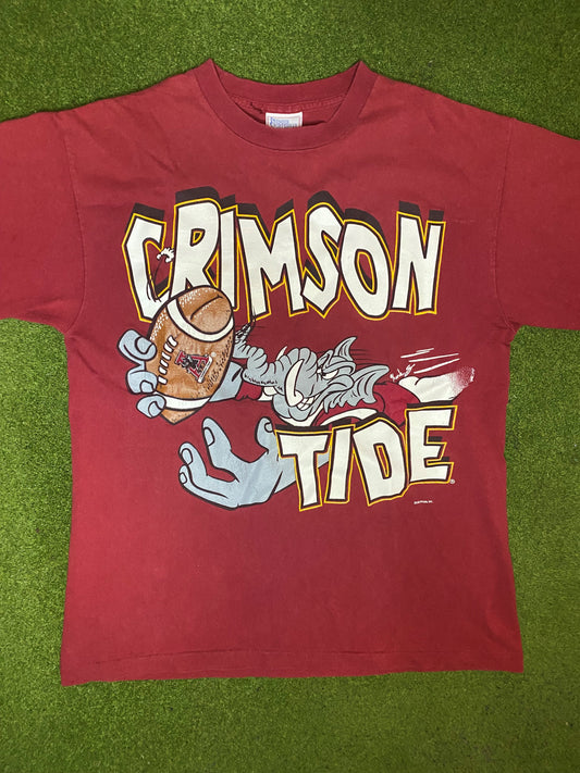 90s Alabama Crimson Tide - Vintage College Football T-Shirt (Large) 