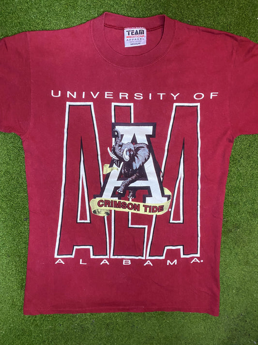 90s Alabama Crimson Tide - Double Sided - Vintage College T-Shirt (Medium) 