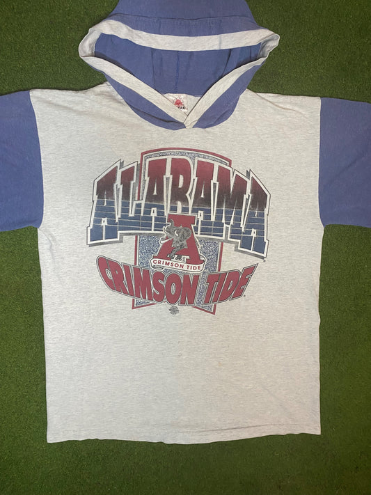 90s Alabama Crimson Tide - Vintage College Short Sleeve Hoodie (Large)