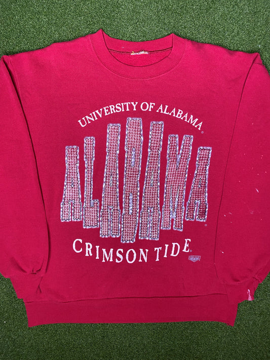 90s Alabama Crimson Tide - Vintage College Crewneck Sweatshirt (Large)