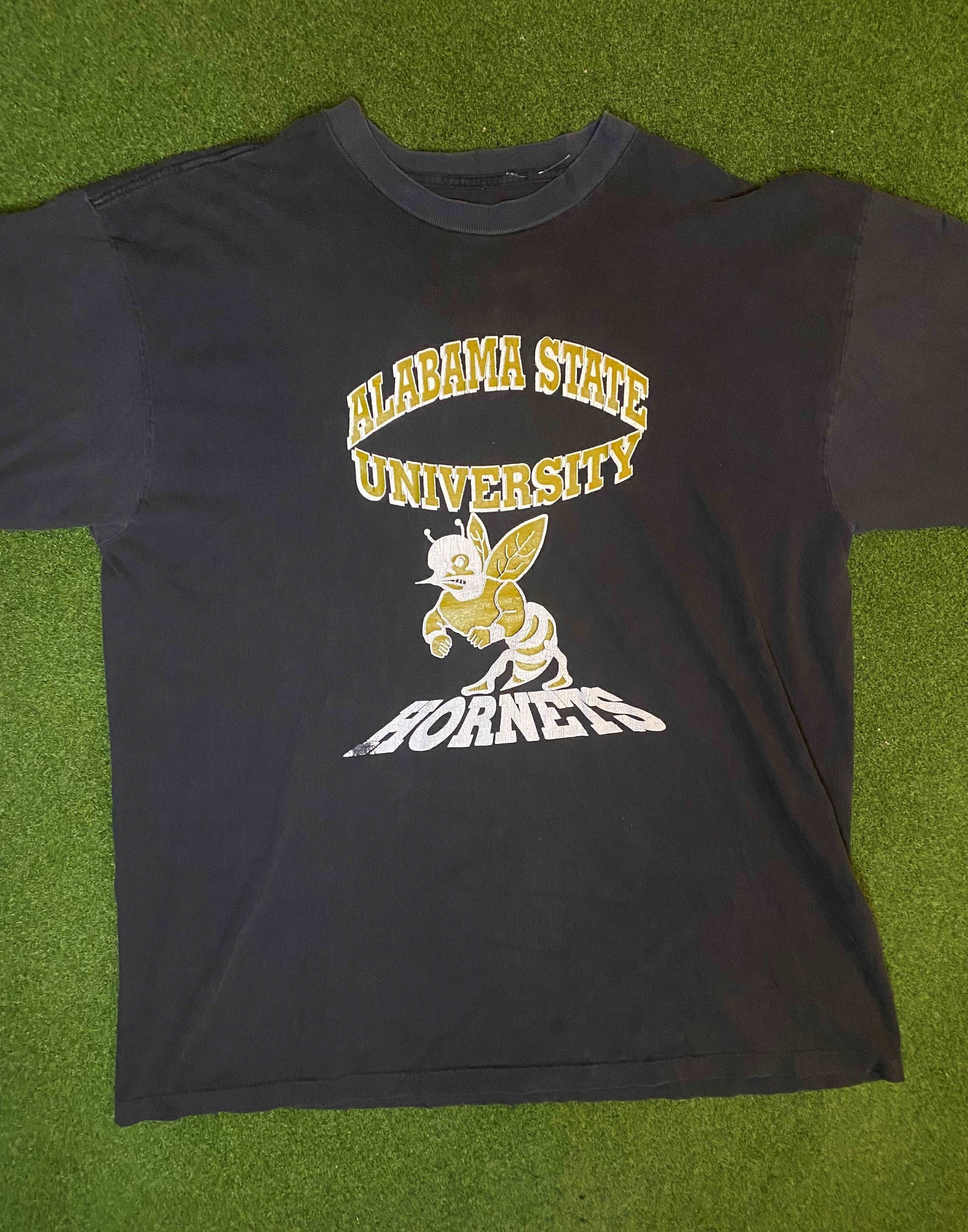 90s Alabama State Hornets - Double Sided - Vintage HBCU Tee Shirt (2XL)