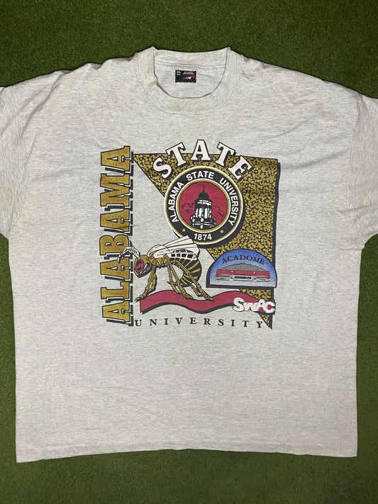 90s Alabama State Hornets - Vintage HBCU T-Shirt (2XL) - Gametime Vintage