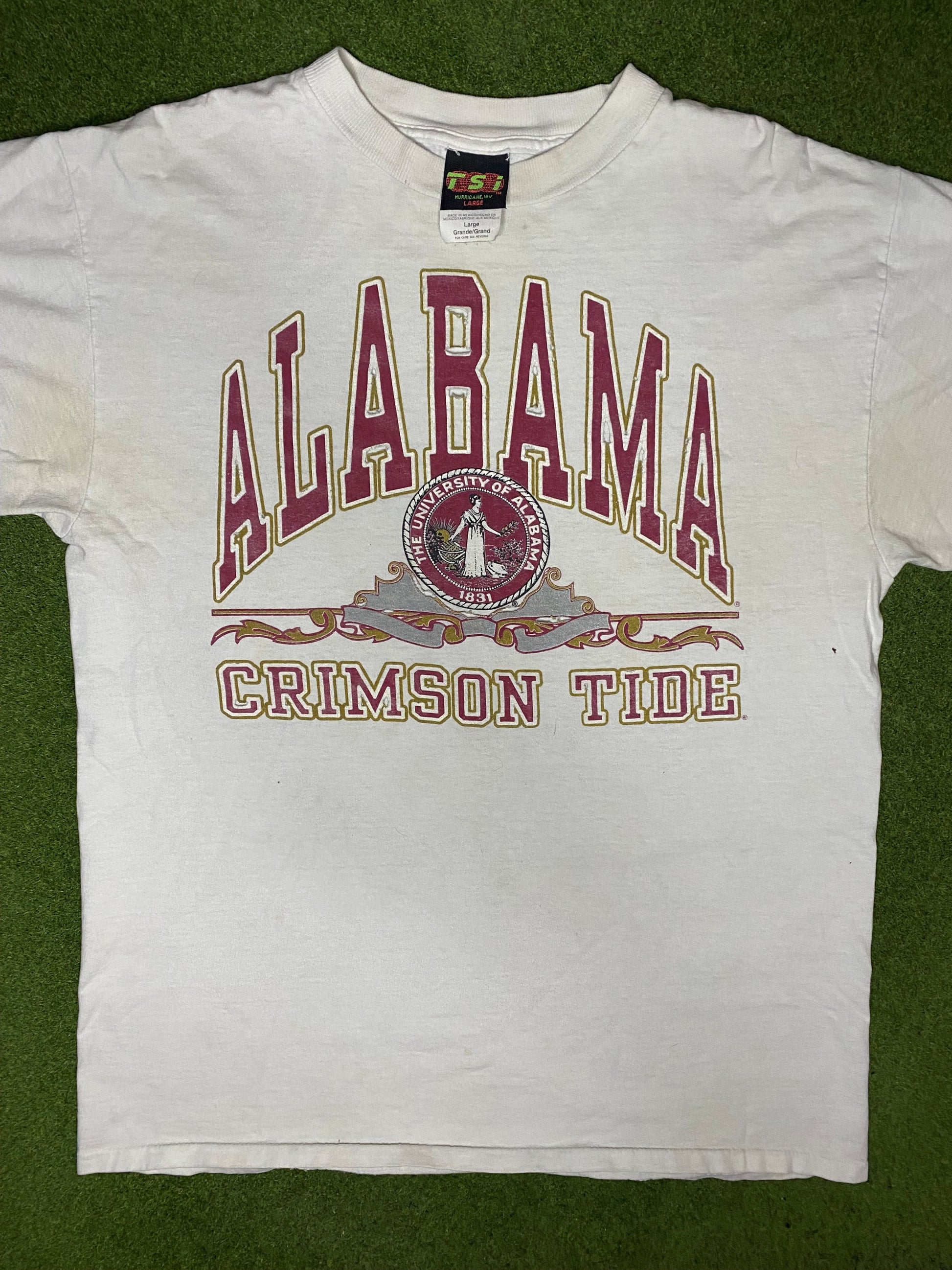 90s Alabama Crimson Tide - Vintage College Tee Shirt (Large) - Gametime Vintage