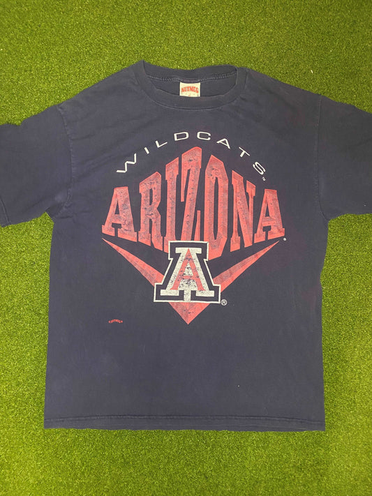 90s Arizona Wildcats - Big Logo - Vintage College Tee Shirt (XL)