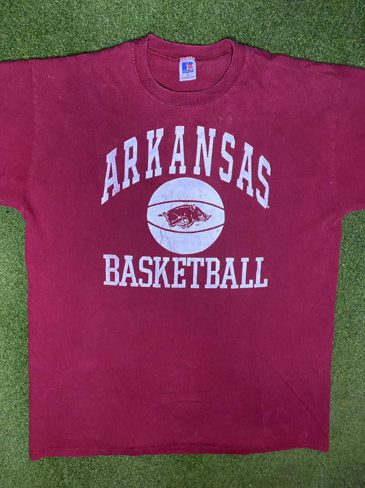90s Arkansas Razorbacks - Vintage College Basketball T-Shirt (XL) - Gametime Vintage