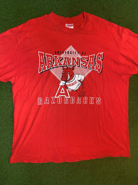 90s Arkansas Razorbacks - Vintage College T-Shirt (2XL) - Gametime Vintage