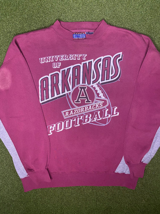 90s Arkansas Razorbacks - Vintage College Football Sweatshirt (Medium)
