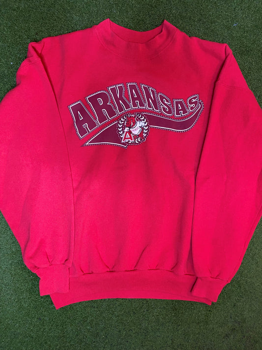 90s Arkansas Razorbacks - Vintage College Sweatshirt (Large) Gametime Vintage