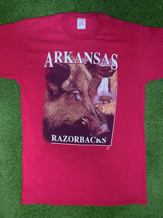 90s Arkansas Razorbacks - Vintage College Tee (Medium) 