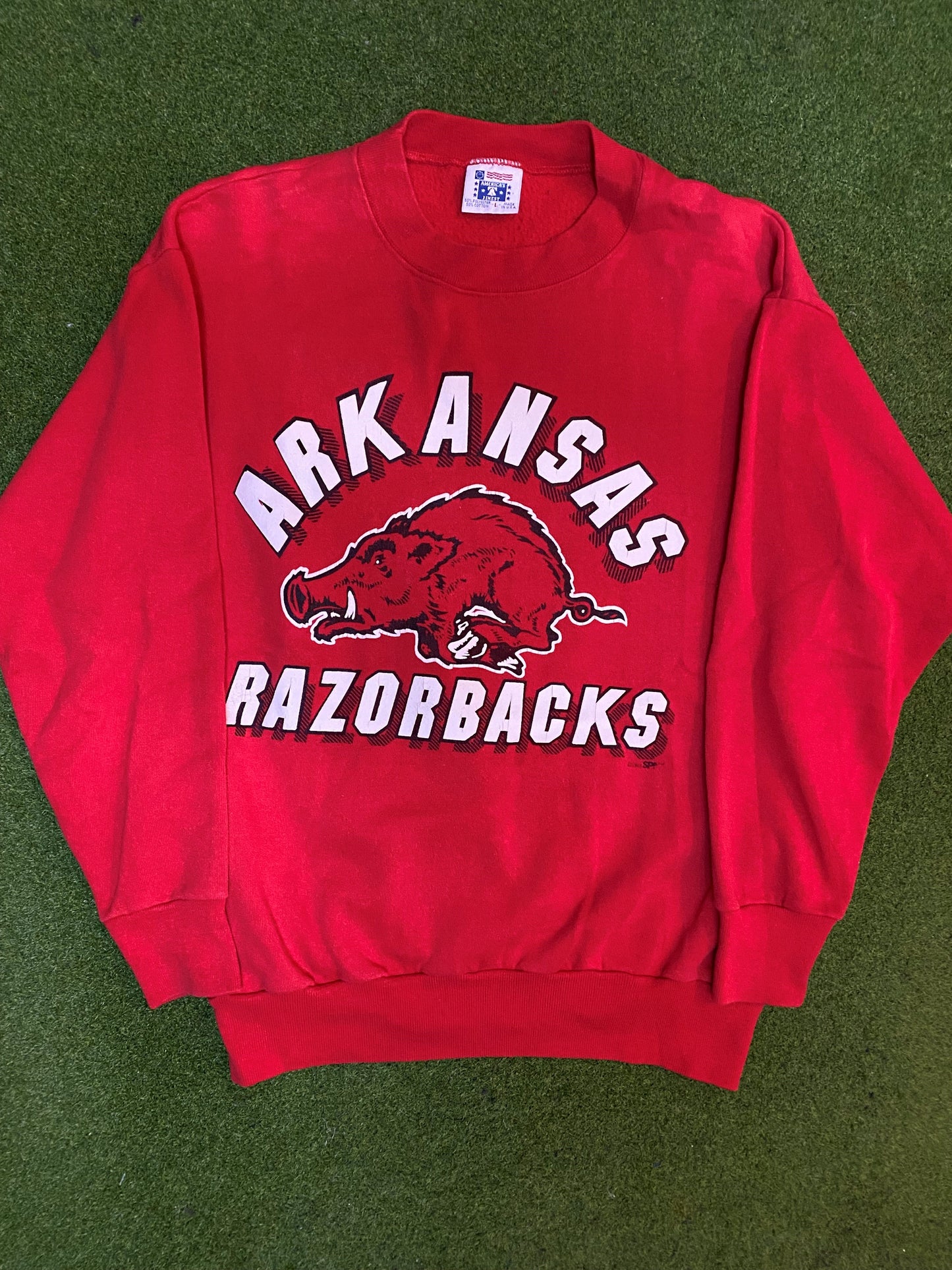 90s Arkansas Razorbacks - Vintage College Sweatshirt (Large) 