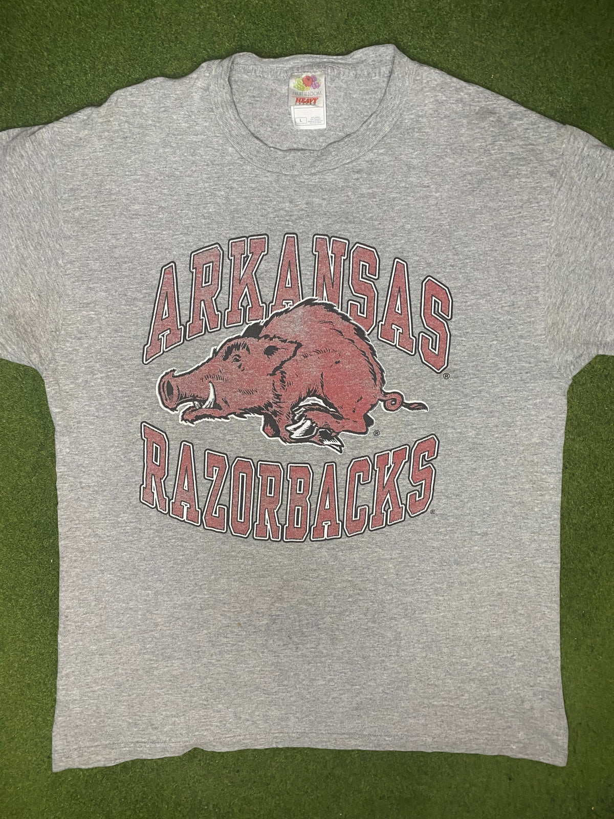 90s Arkansas Razorbacks - Vintage College T Shirt (Large) - Gametime Vintage
