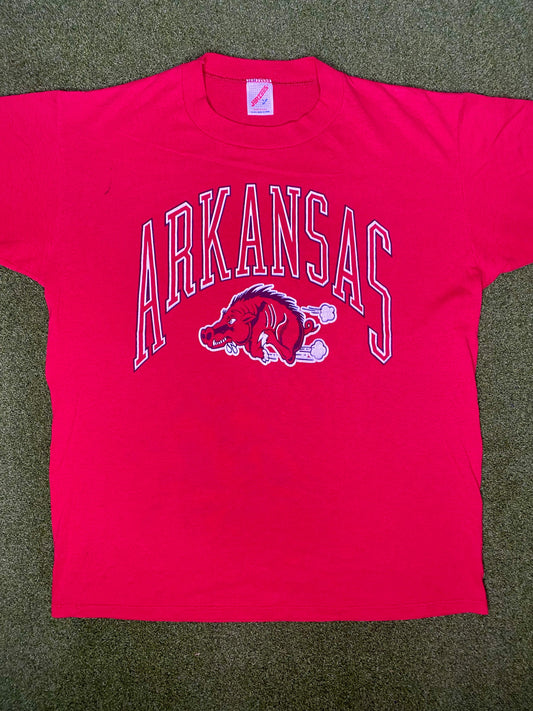 90s Arkansas Razorbacks - Vintage College T Shirt (Large)