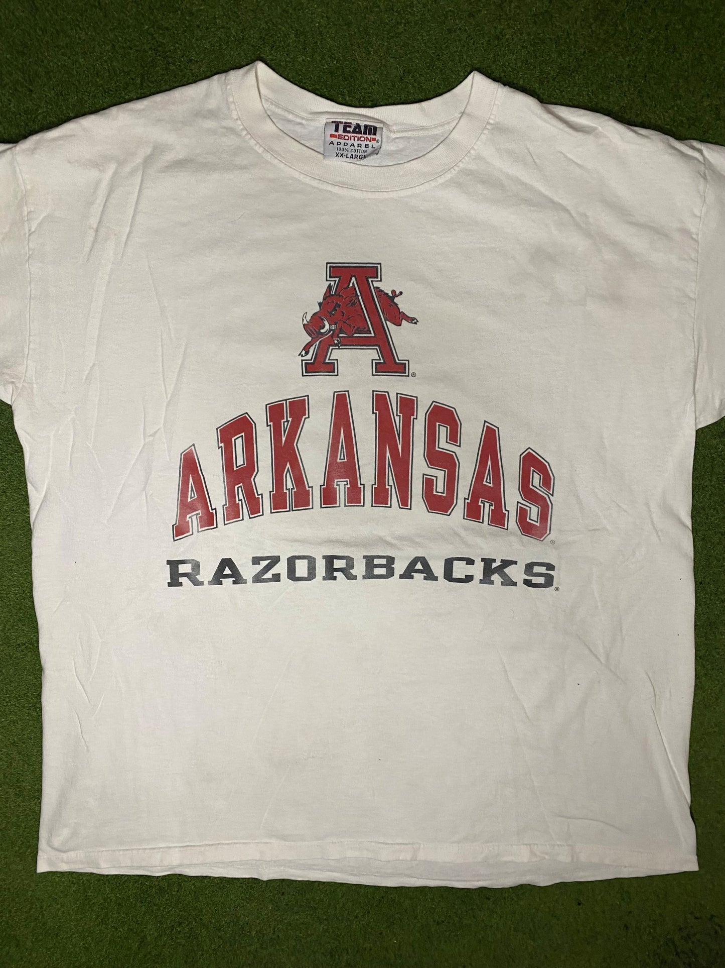 90s Arkansas Razorbacks - Vintage College T Shirt (2XL) Gametime Vintage