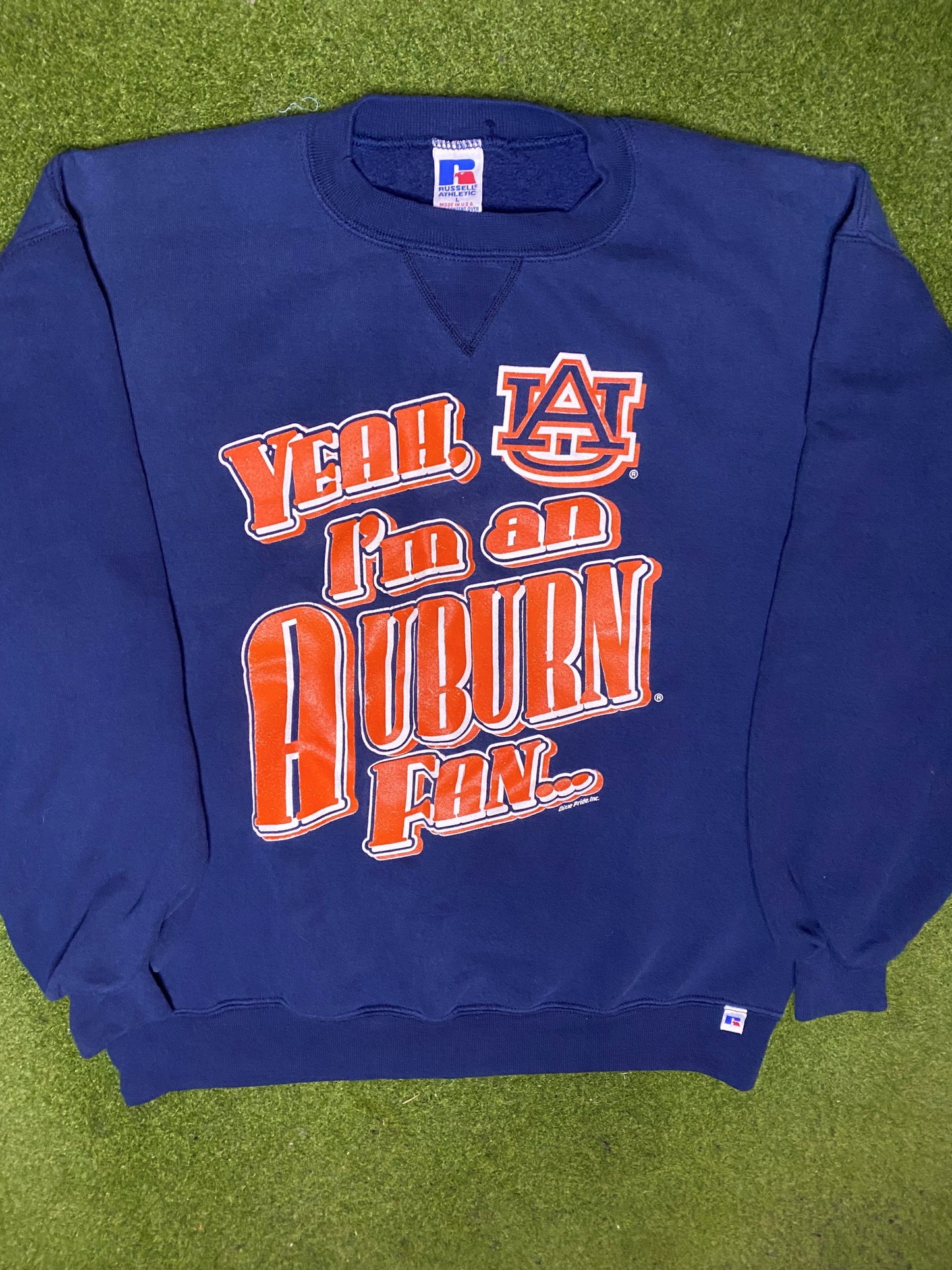 90s Auburn Tigers - Yeah I'm An Auburn Fan...  - Vintage College Sweatshirt (Large) 