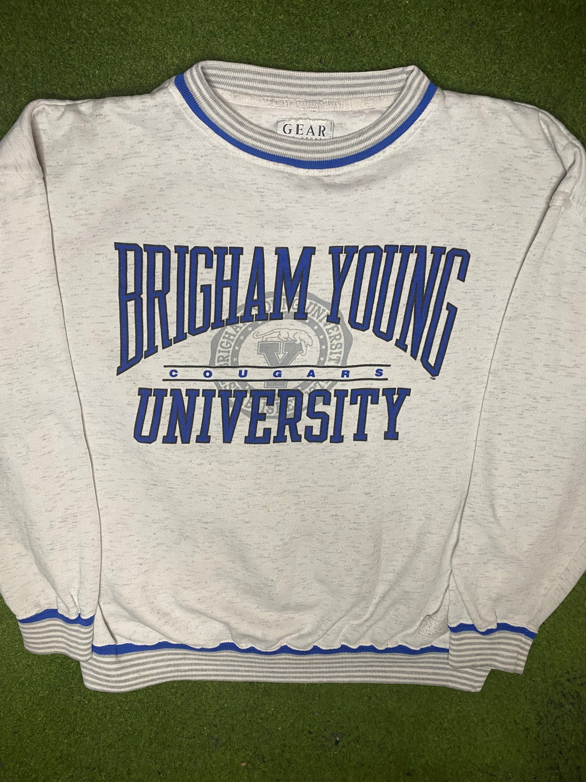 90s BYU Cougars - Vintage University Sweatshirt (XL) - Gametime Vintage
