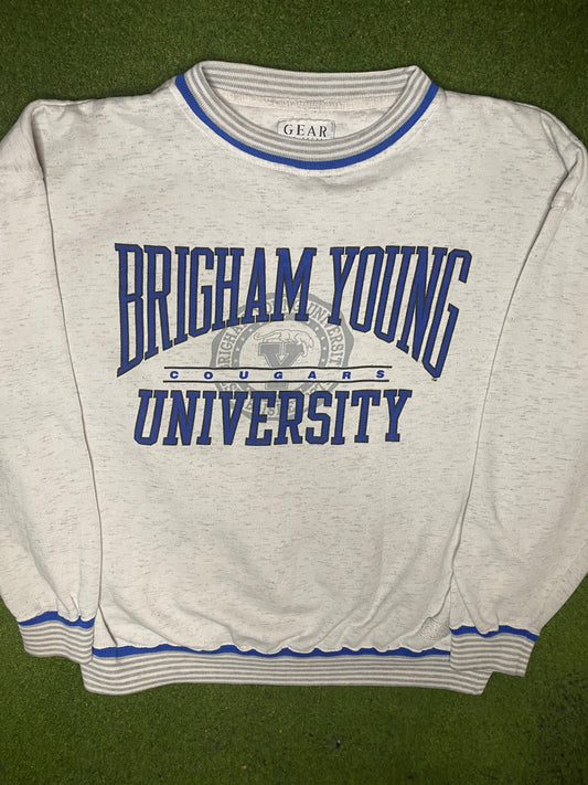 90s BYU Cougars - Vintage University Sweatshirt (XL) - Gametime Vintage